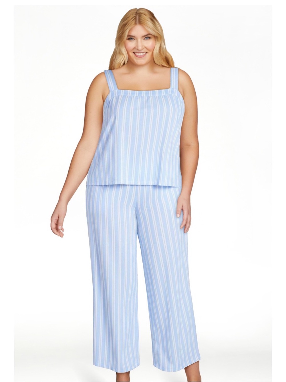 Joyspun Women's Wide Strap Cotton Tank Top and Pants Pajama Set, 2-Piece